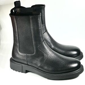 New Ferragamo Loreno Black Leather Chelsea Boots Mens Size 8US and 8.5US